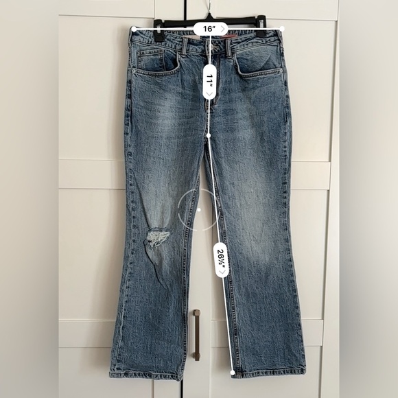Anthropologie Pilcro straight leg distressed denim jeans size 30 Laid Back Denim - Picture 5 of 5